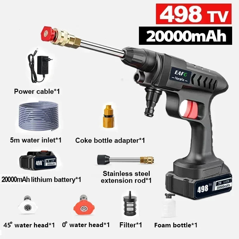 🚗💦 どこでもパワフル洗浄! 60BARの高圧&充電式バッテリー搭載。